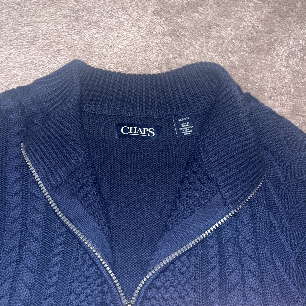 Men’s Chaps Dark Blue Cable Knit Half-Zip Sweater